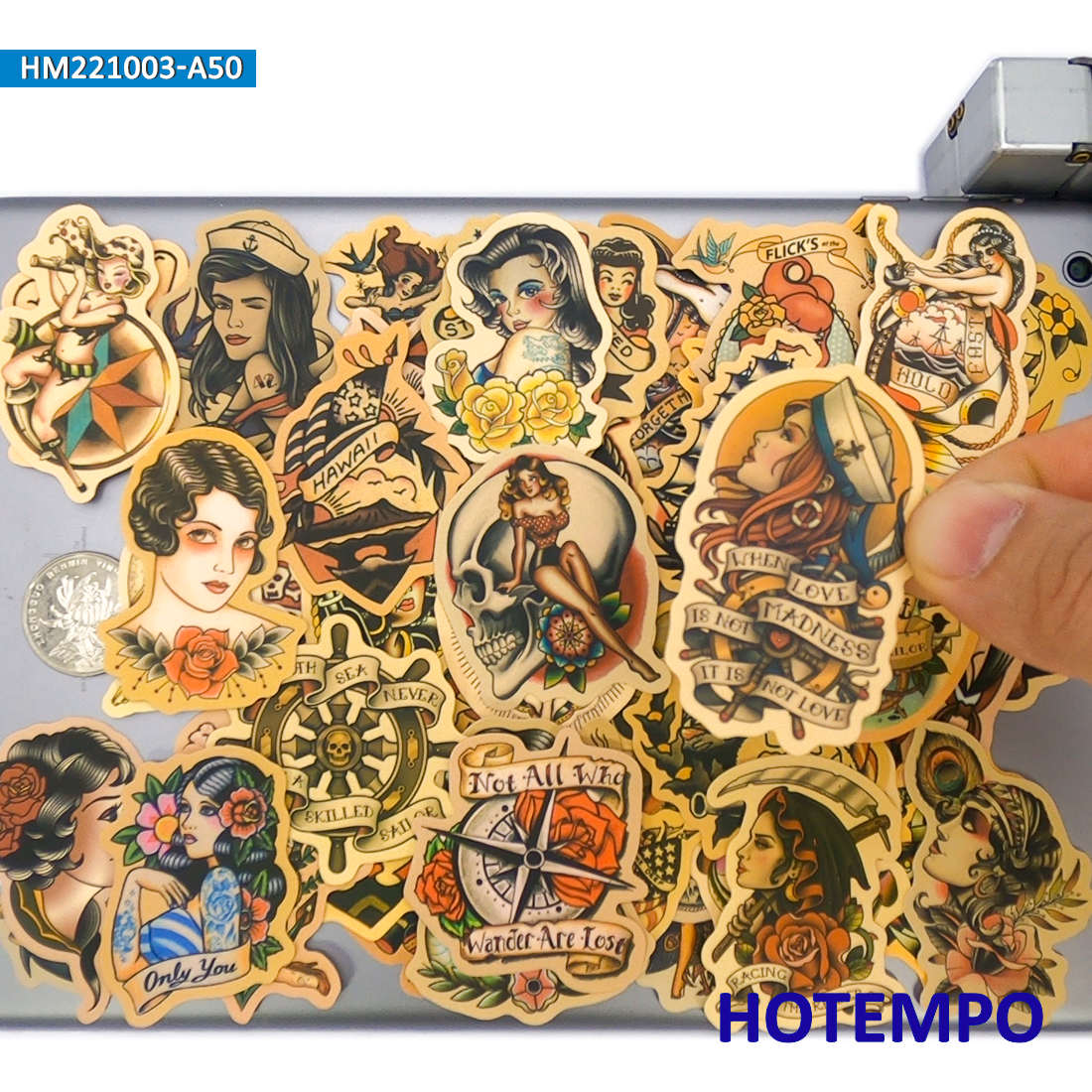 Yellow Laptop Accessories - 50 ชิ้น, สติ๊กเกอร์ย้อนยุคสีเหลือง โรงเรียนเก่าสักสาวกะลาสี, สติ๊กเกอร์ตลก, สําหรับจักรยาน,