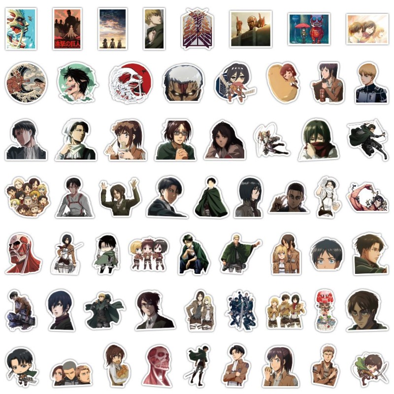 Laptop Accessories - 60 ชิ้นสติกเกอร์อนิเมะ Attack on Titan น่ารักสวยงาม