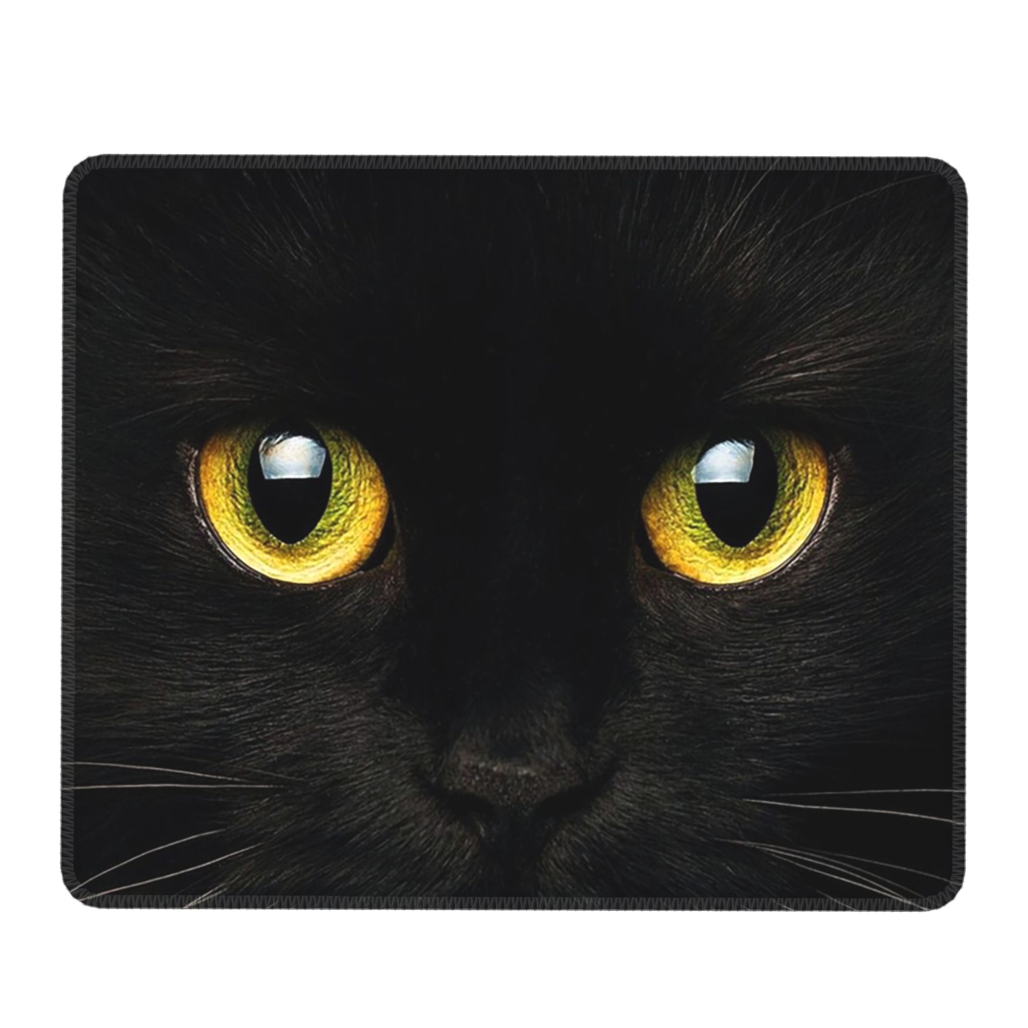 แผ่นรองเมาส์ลายหน้าแมวดำและตาส - Yellow Laptop Accessories บทวิจารณ์และราคา